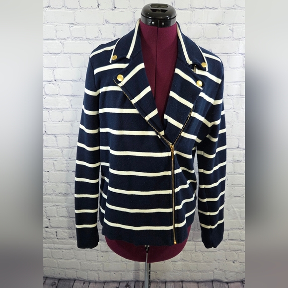 Chaps Navy and White Striped Jacket - Picture 1 of 4